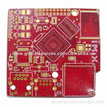 FR-4 Copper clad PCB with red solder mask